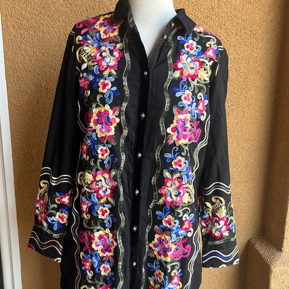 Soft Surrounding NWT  embroidered gorgeous colorful peasant boho florals maxi - Picture 1 of 7